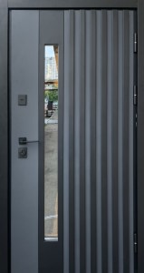 5204961050_Форт-М Преміум металмдф Ніцца склопакет 7016білий мат + нерж поріг 1